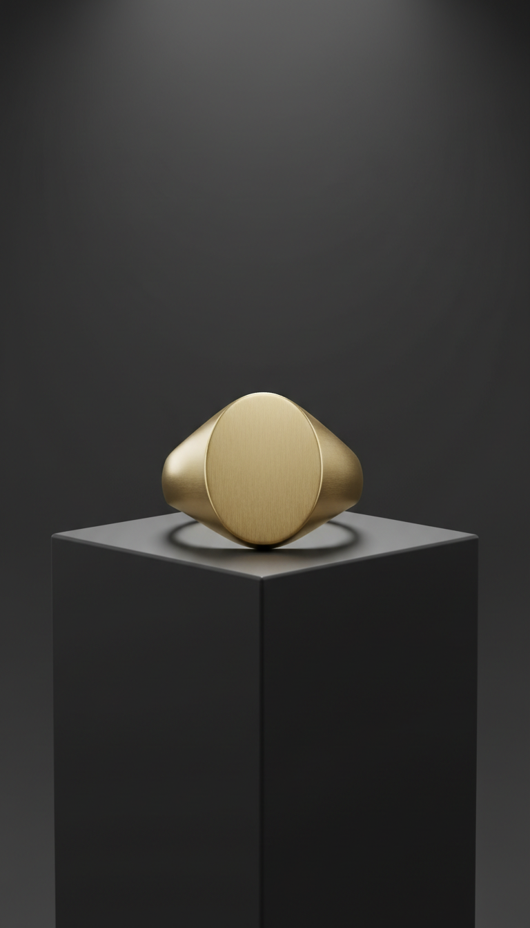 Brushed Gold Signet Ring